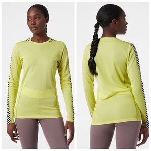 •HELLY HANSEN• Lifa Crew Neck Base Layer Long Sleeve Top in Yellow Size S Skiing